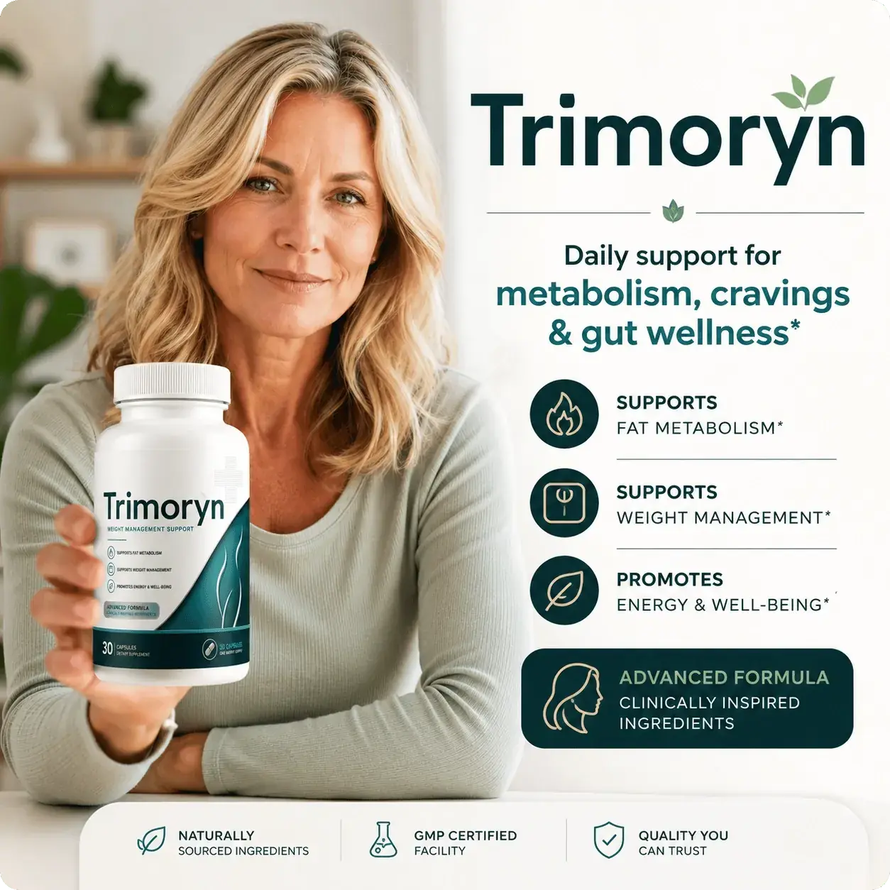 Trimoryn bottle held by a customer